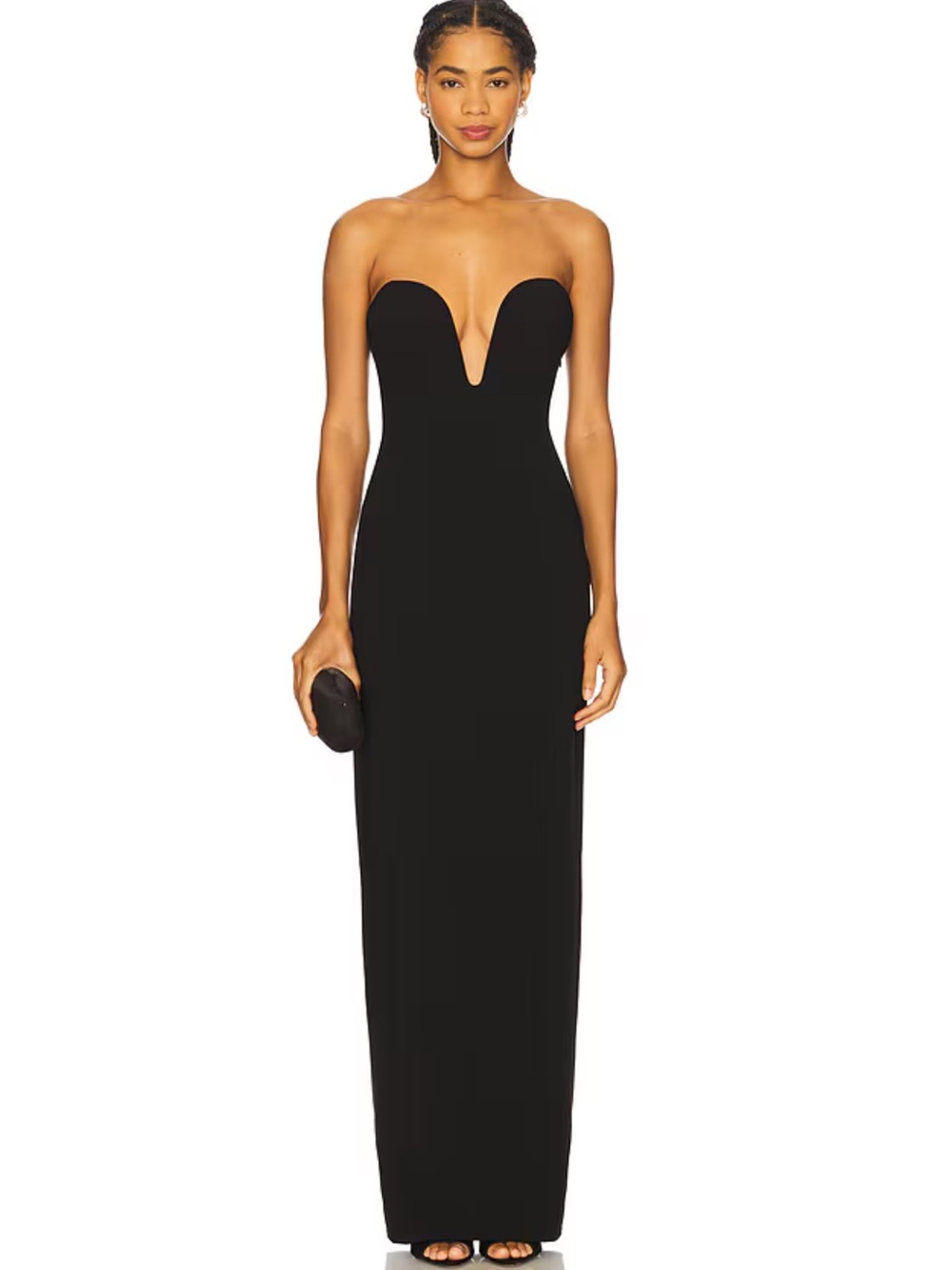 Lovers and Friends Laveau Gown Black Strapless Plunge strappy dress Revolve M
